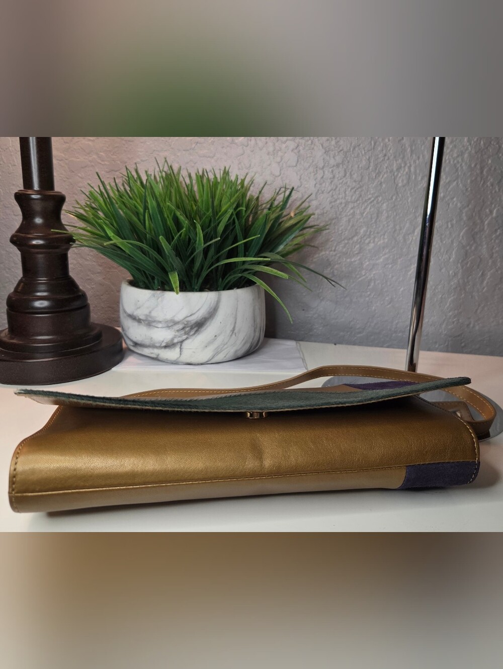 RESERVED***Longchamp Artwalk Cuir Leather Suede & Calf Hair Shoulder Bag Clutch - Picture 7 of 16
